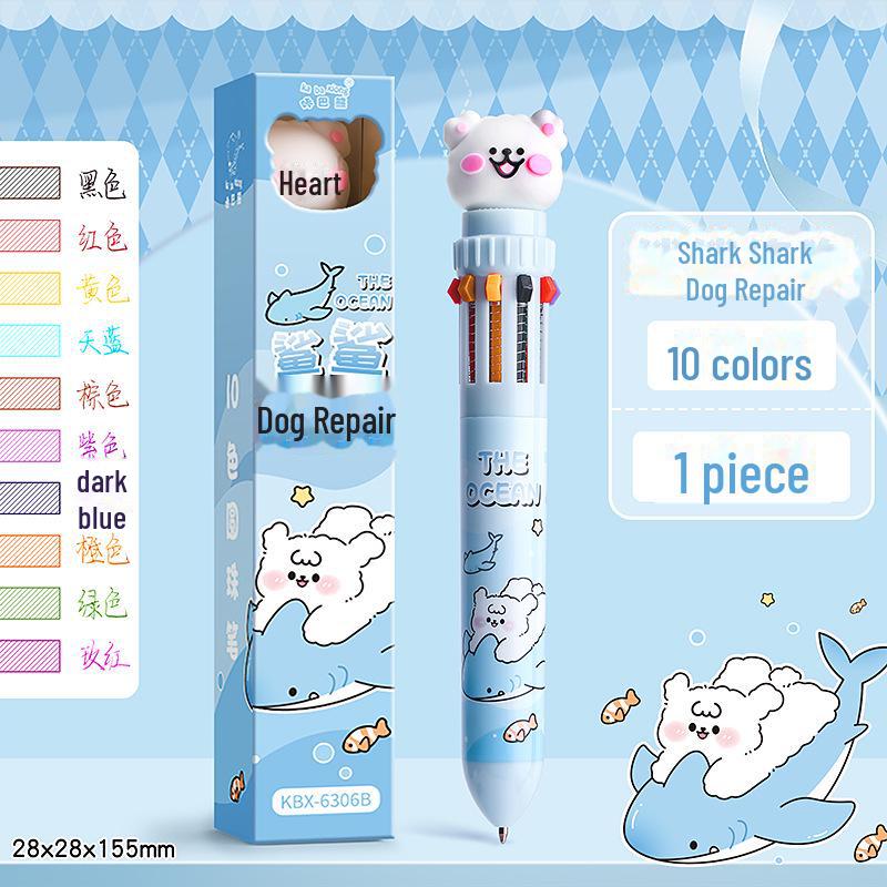 Cartoon Multi-Color Push Gel Pen with Cute Doll Design