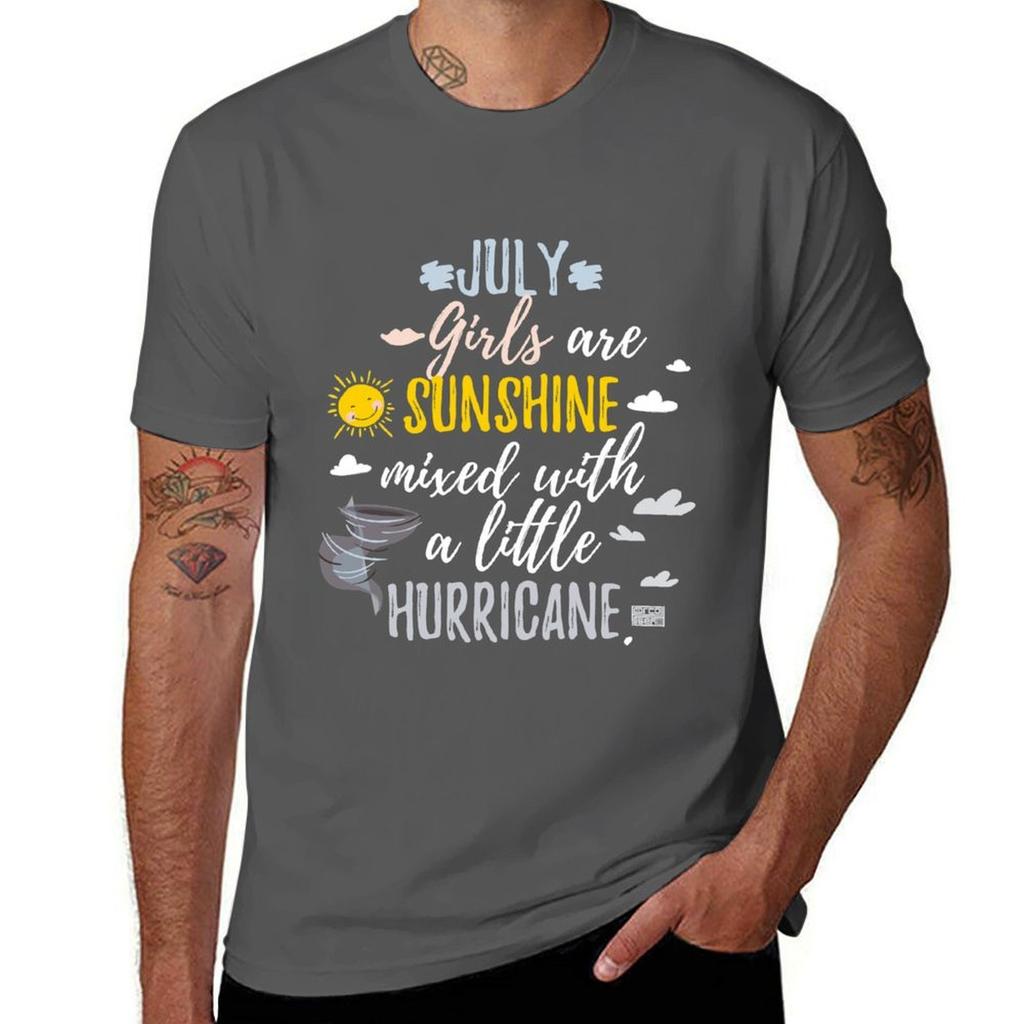 July Girls Sunshine And Hurricane Birth Month Tshirt Christmas Casual Tee Shirt