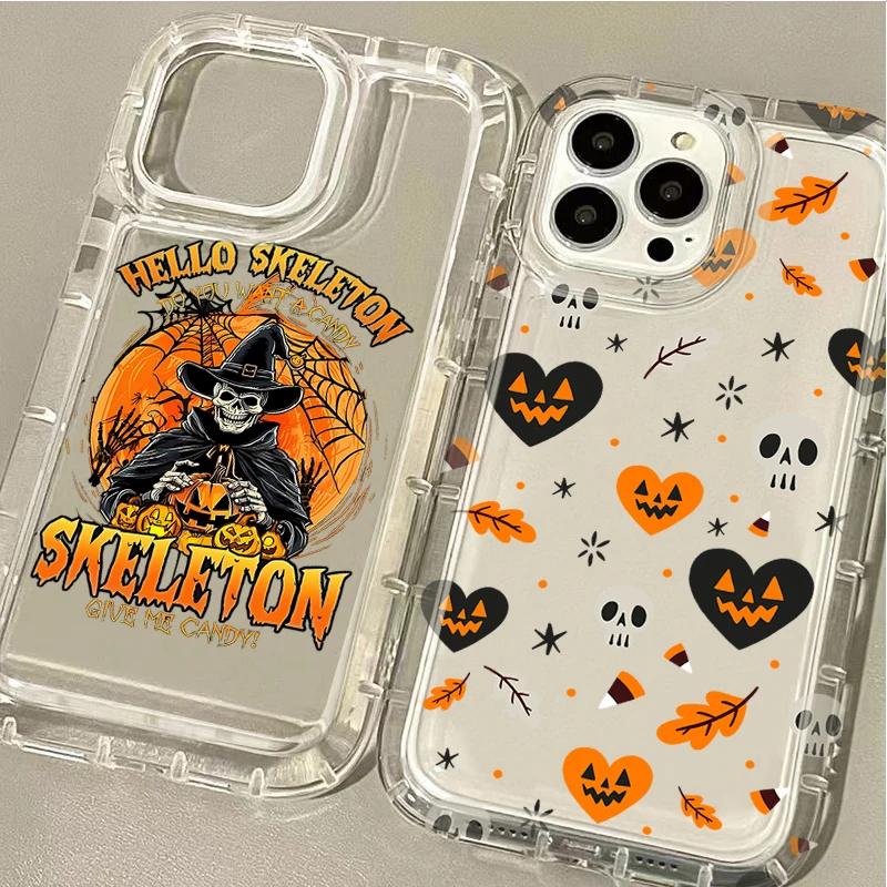 13 Halloween Pink Pumpkin Ghost Case For iPhone 16E 15 14 12 11 Pro Max XS X XR 8 7 Plus SE Shockproof Clear TPU Bac Cover
