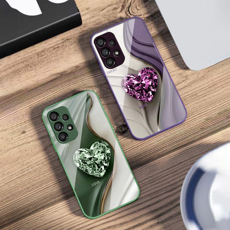 Große Rosa Diamanten für Samsung Galaxy S10 4G S20 11E 30 S21 22 S24 Fe Pro S23 S25 Ultra 5G S9 Gehärtetes Glas Handyhülle