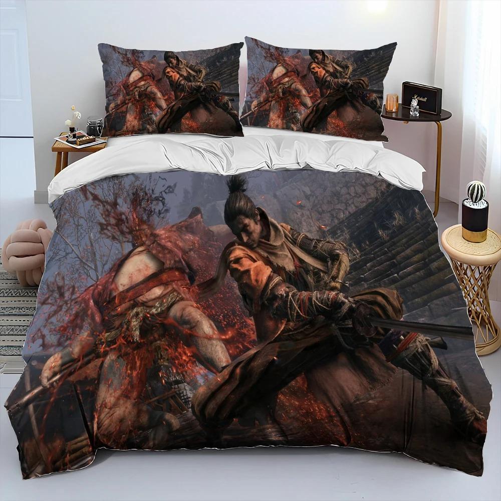 

3D SekiroShadows Die Twice Game Comforter Bedding Set,Duvet Cover Bed Set Quilt Cover Pillowcase,king Queen Size Bedding Set Tool 70x133cm 2pcs