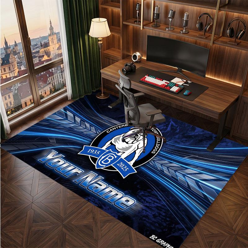 Canterbury-Bankstown Bulldogs Personalisierter Kristall-Samt-Teppich, Benutzerdefinierter Namens-Text Weicher Anti-Rutsch-Teppich für Wohnzimmer Schlafzimmer
