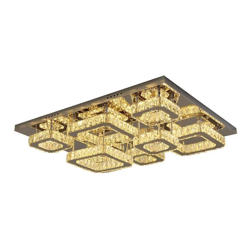 Luxury Silver Ceiling Lamp Living Room Modern Crystal Ceiling Lights Bedroom Led Ceiling Lamps Dining Crystal Fixtures Kitchen