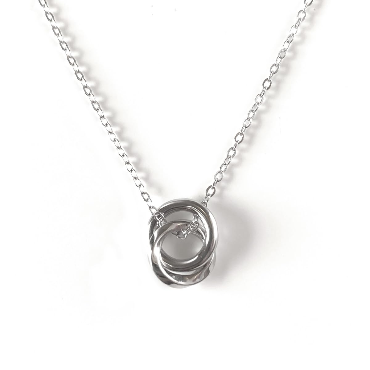 

Double Ring Necklace Silver 925 Chain Thickness 1mm 40cm with Adjuster 5cm Longest 45cm [LUXSTAR] Men s Women s (Silver Silver)