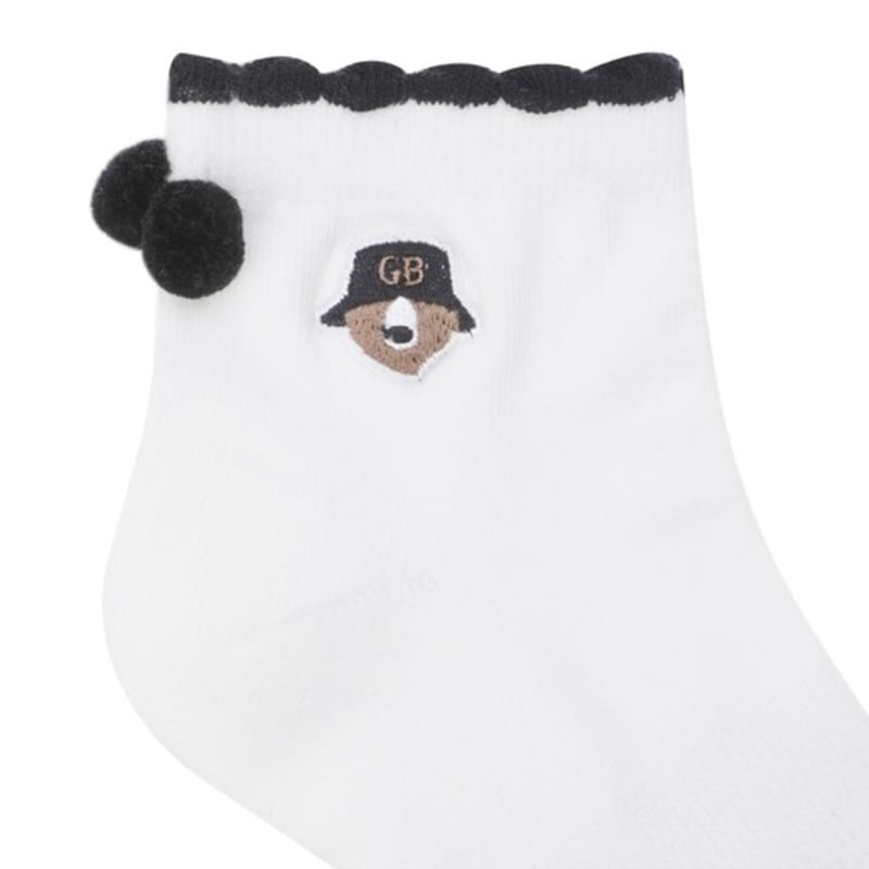 GOLDEN BEAR (WOMEN) Shirring Pompom Socks_G6LAX25122BKX