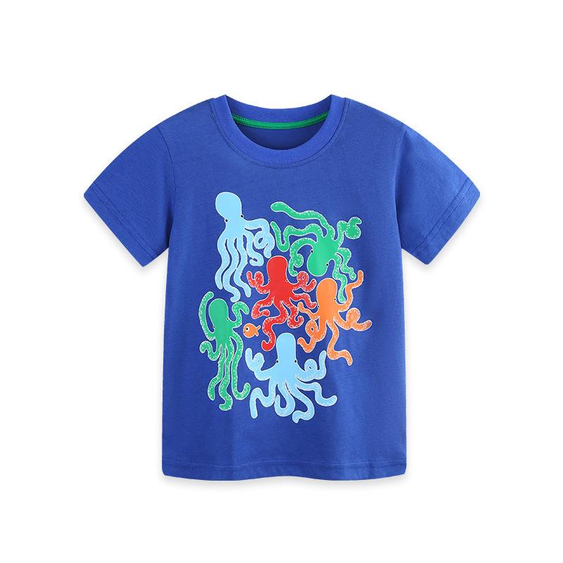 

Summer New Arrival Boys Crew Neck T-Shirt Glow-in-the-Dark Cartoon Print Children s Short-Sleeved T-Shirt 7Y(125cm）