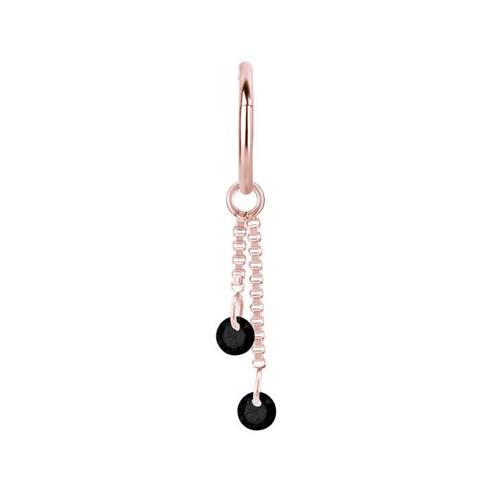 Charm Chain With Black Zircons - Rose Gold - D-071 25 Mm