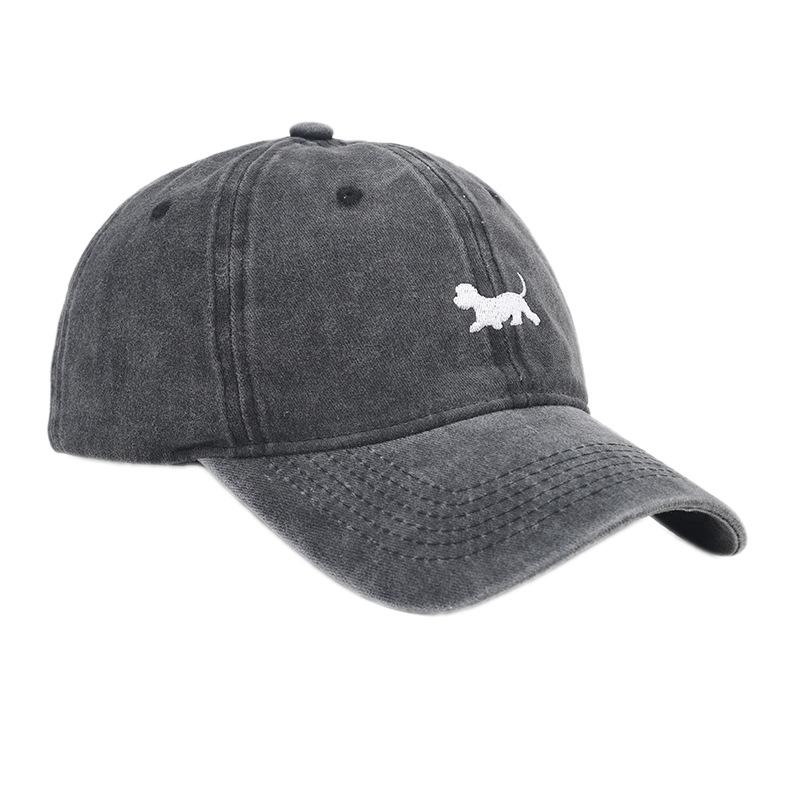 New washed and old retro baseball cap female curved brim puppy embroidered cap male personalized fashion hat