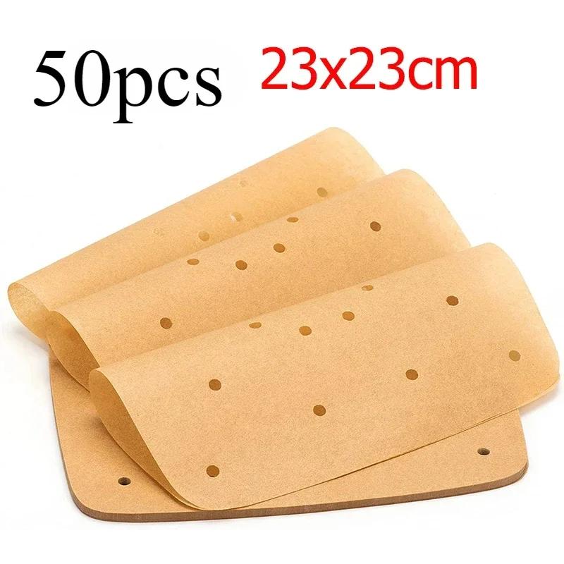 50/100Pcs Upgraded Air Fryer Parchment Paper Air Fryer Disposable Paper Liner Square Perforated Parchment Papers