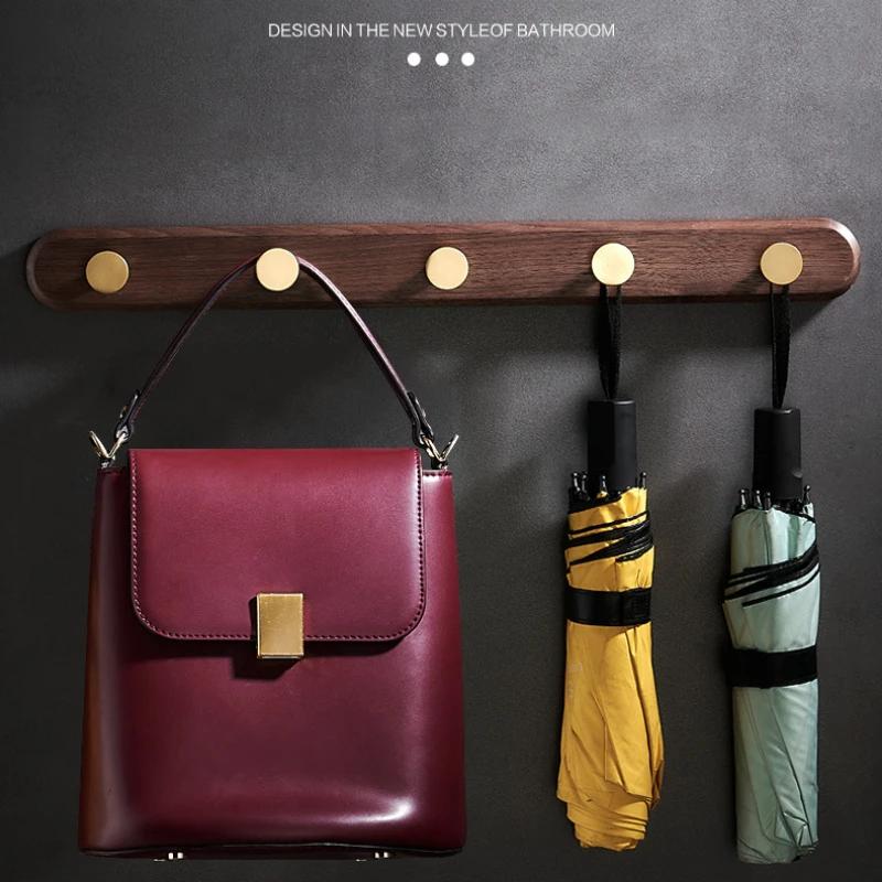 Wall Mounted Coat Hook Wood Clothes Hanger Decorative Key Holder Hat Scarf Handbag Storage Hanger Bathroom Rack