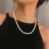 Spring and summer versatile personality trend double-layer pearl necklace retro collarbone chain niche neck chain ing