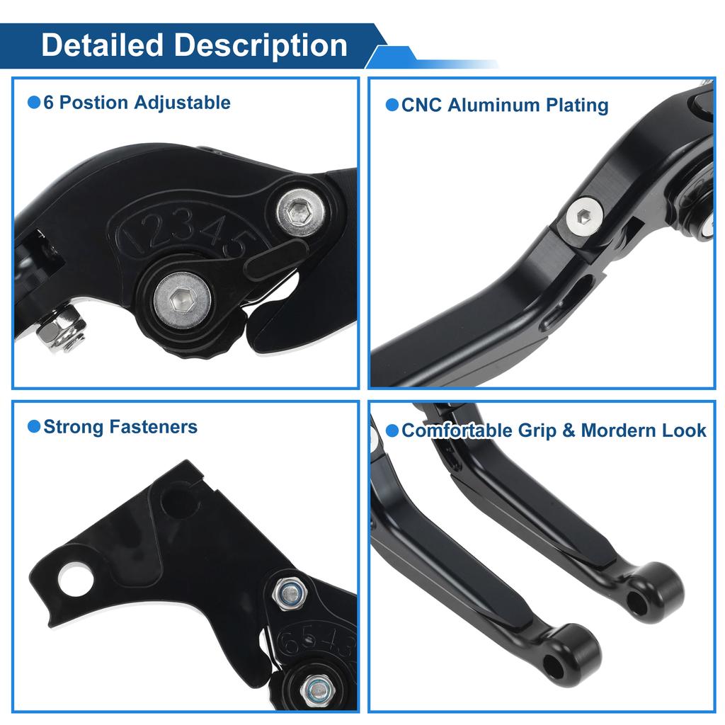 Motoforti  Short/Long Brake Clutch Levers for BMW 6 Position Adjustable Motorcycle Handlebar Brake Lever Aluminum Alloy Solid