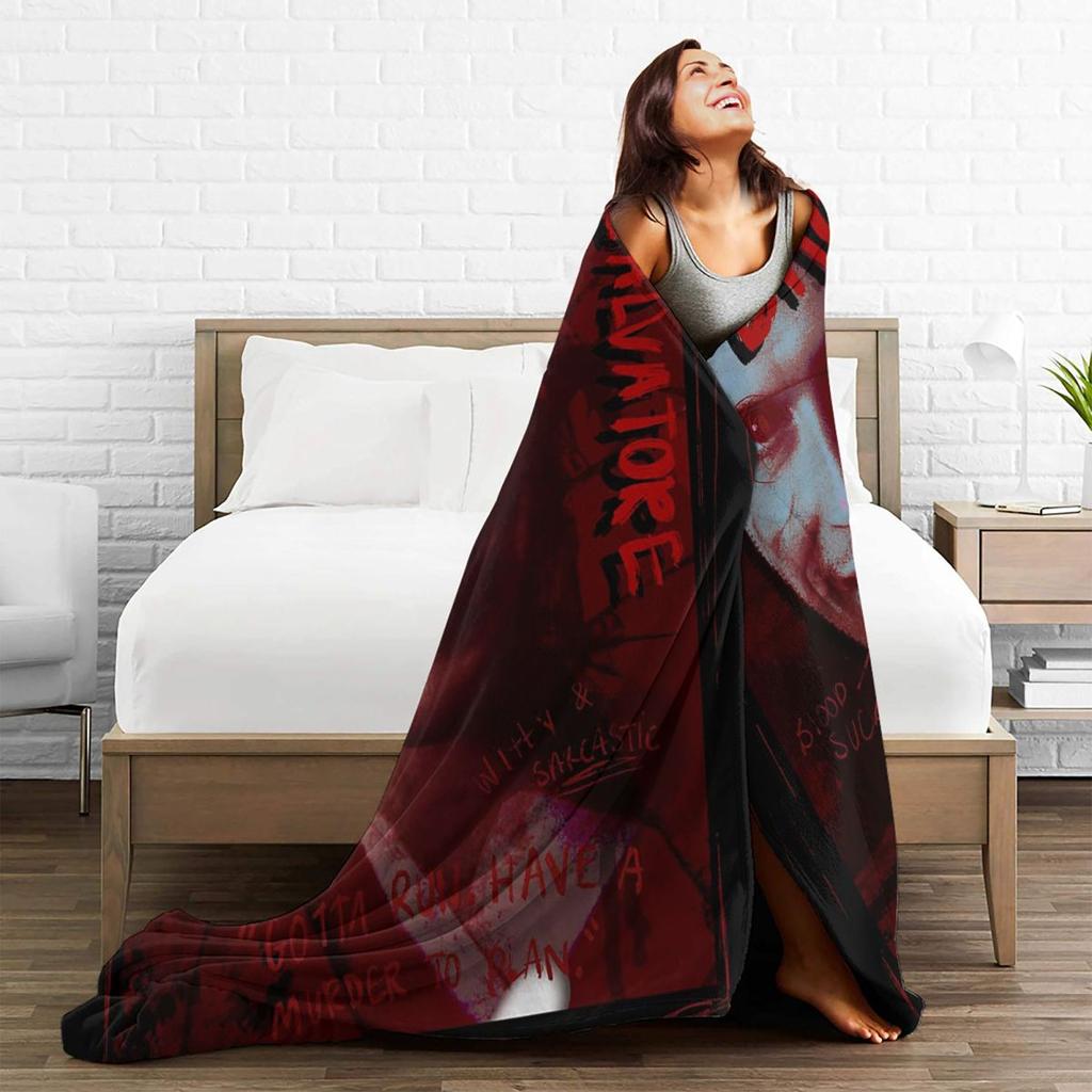 Damon Salvatore The Vampire Diaries Blankets Soft Warm Flannel Throw Blanket Bedding for Bed Living Room Picnic Travel Home Sofa