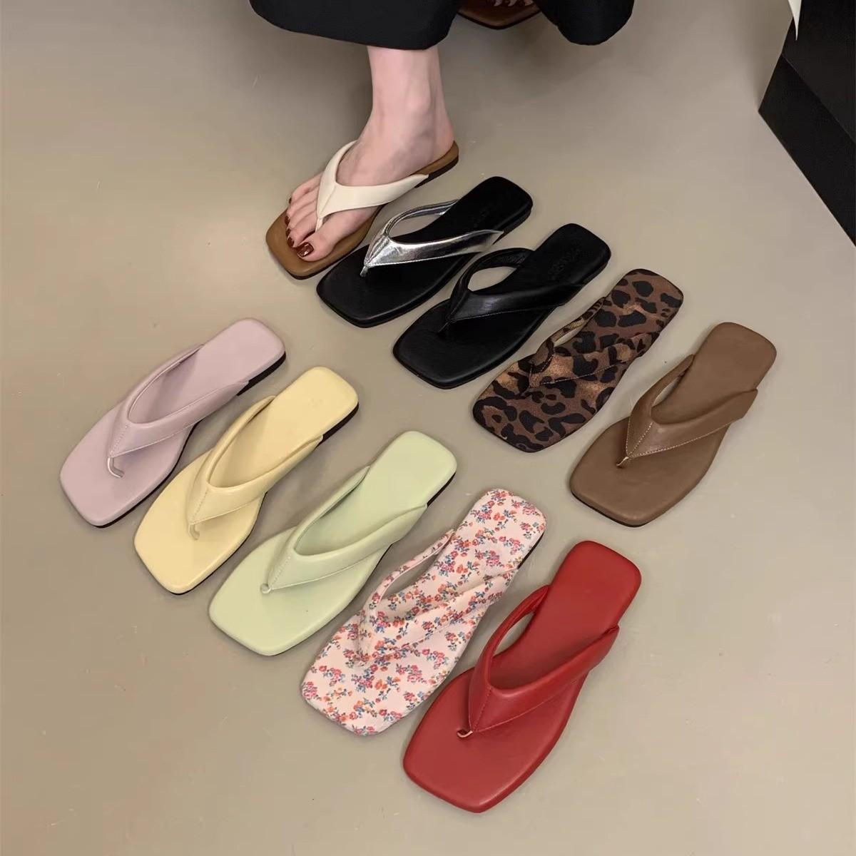 

Red flip-flops fairy outerwear fairy toe sandals flat sandals seaside vacation beach shoes 40 срібний