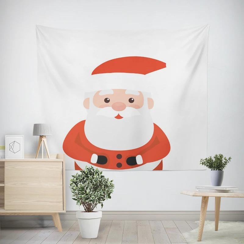 Christmas New Year White Bearded Santa Claus Pattern Living Room Bedroom Decorative Tapestry