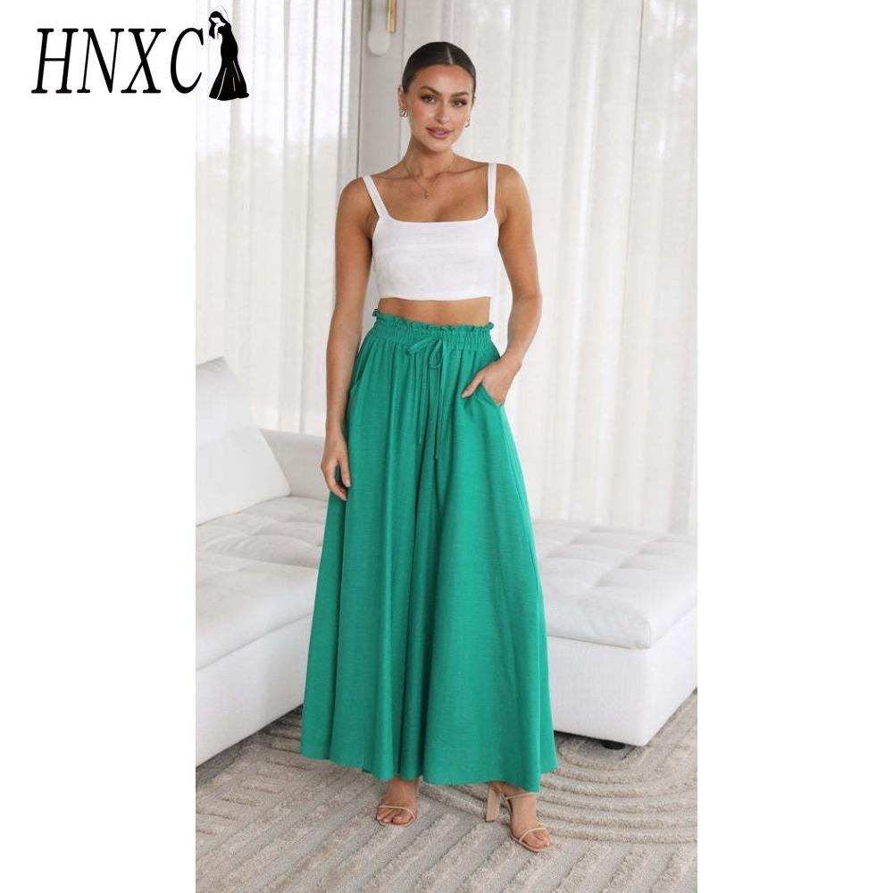 HNXC Women's Fashion Casual Solid Color Print Pants & Capris