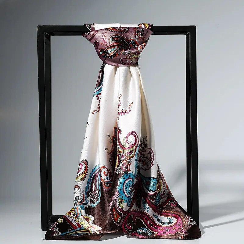 90x90cm Mode Silk Satin Scarf För Kvinnor Pannband Fyrkantiga sjalar och Wraps Halshalsdukar