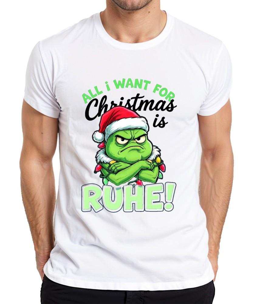 All I Want For Christmas Is Rest Grinch Santa Hat Funny Unisexs Tshirt