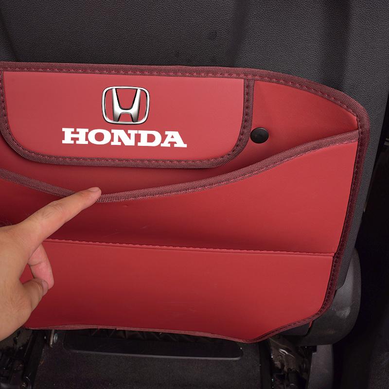 WGLRK1 Car Seat Back Anti Kick Cover Leather Protector Pad For Honda Civic Accord Fit Jazz CRV BRV HRV Insight Pilot Passport TYPE-R