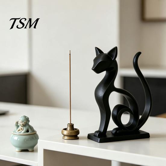 Fine Craftsmanship Collectibles Minimalist 3D Printed Cat Figurine, Decorative Animal Statue Ornament, Creative Unique Pla Figurines Small Desktop