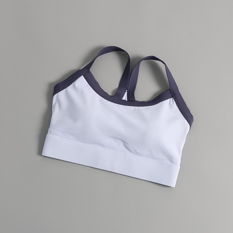 Women's Shockproof Color-Blocked Sports Bra: Quick-Dry, High-Intensity Yoga Top with Integrated Fixed Cups