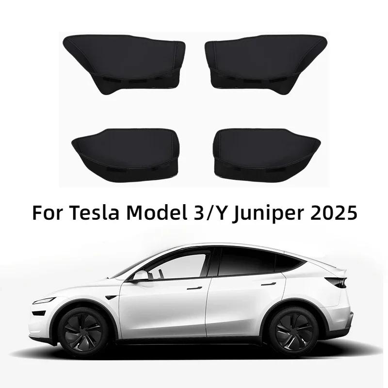 For Tesla Model Y Juniper 2025 Car Door Storage Pocket Nappa Leather Storage Box Door Handle Armrest Tray Organizer Accessories
