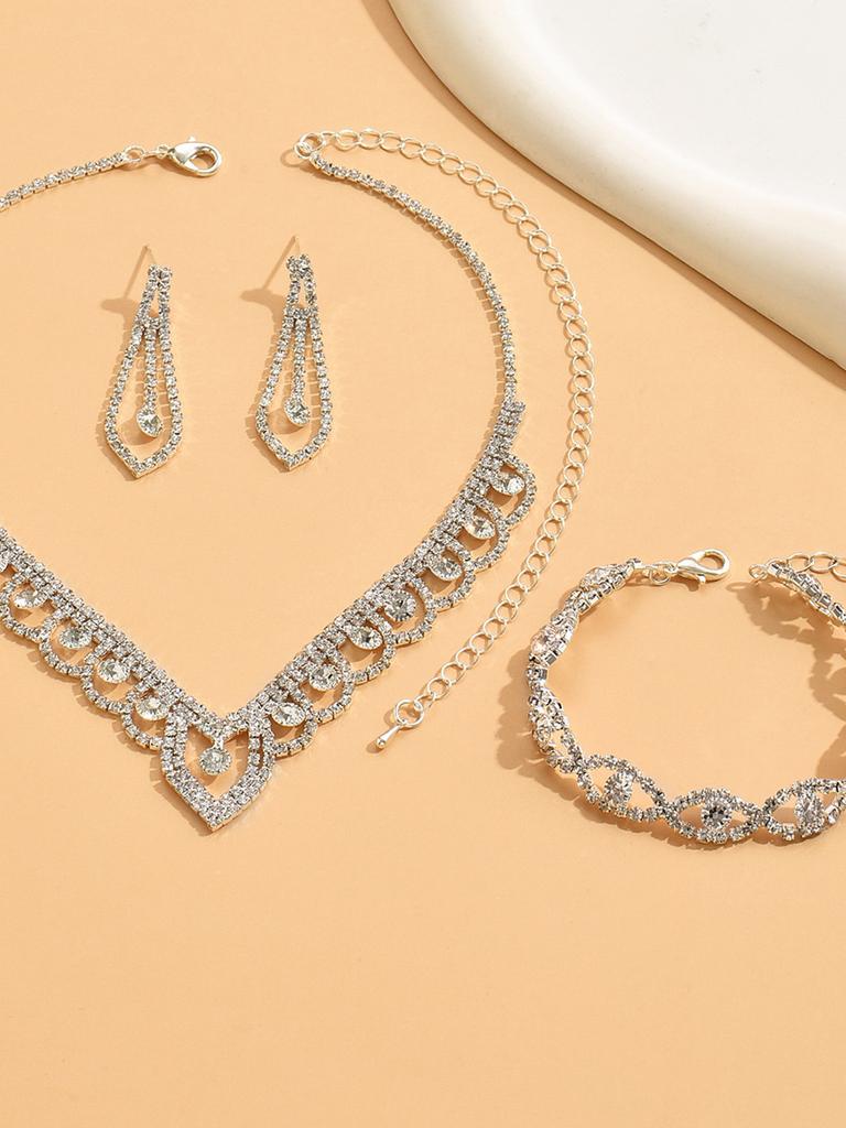 4 Pieces of Women's Claw Chain Hollow Earrings Necklace Bracelet Jewelry Set Wedding Banquet Party Holiday Gifts
