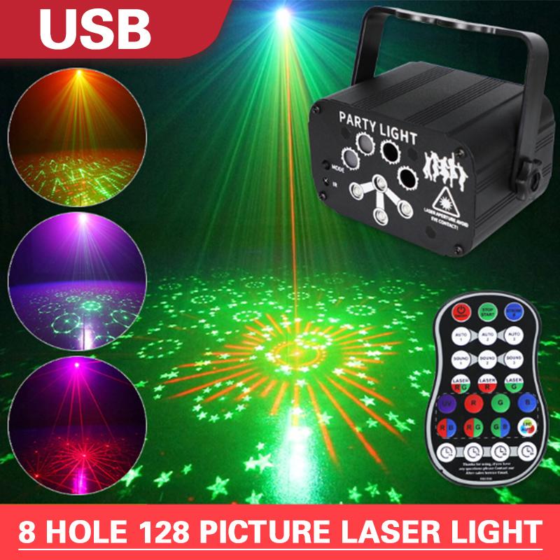 120 Patterns 8 Lens RGB LED Stage Light Disco Party Laser Projector Lamp
