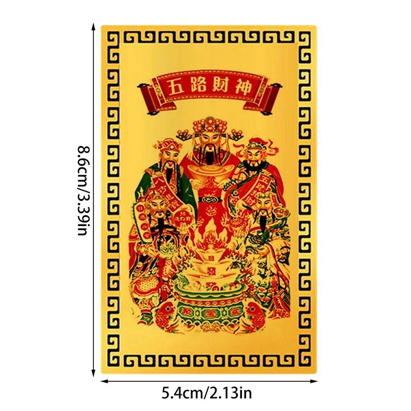 Chinese Feng Shui Copper God Of Wealth Buddha Amulets Card For BusinessFive-way Fortuna Treasure Lucky Home Decoration