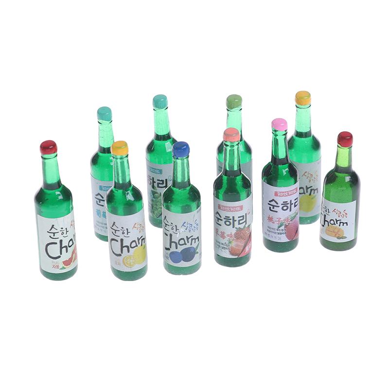 10Pcs 1:12 Dollhouse Miniature Wine Drink Model Pretend Play Food Kitchen Toys