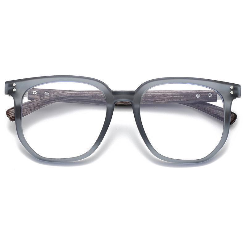 Women's Retro Large Frame Wood Grain Anti-Blue Light Glasses