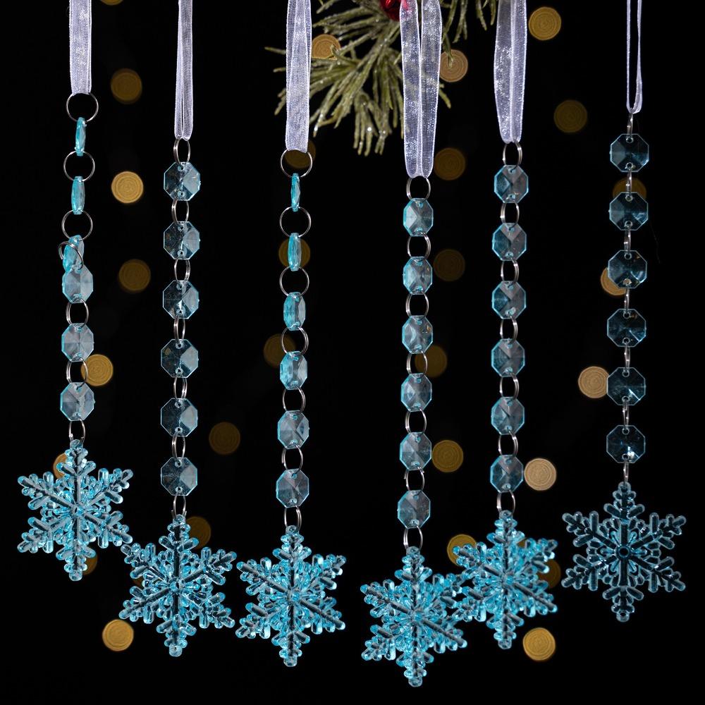 6pcs/set Transparent Acrylic Ice Pendants Sparkling Acrylic Christmas Tree Hanging Crystal Prisms Icicle Water Drop Ornament