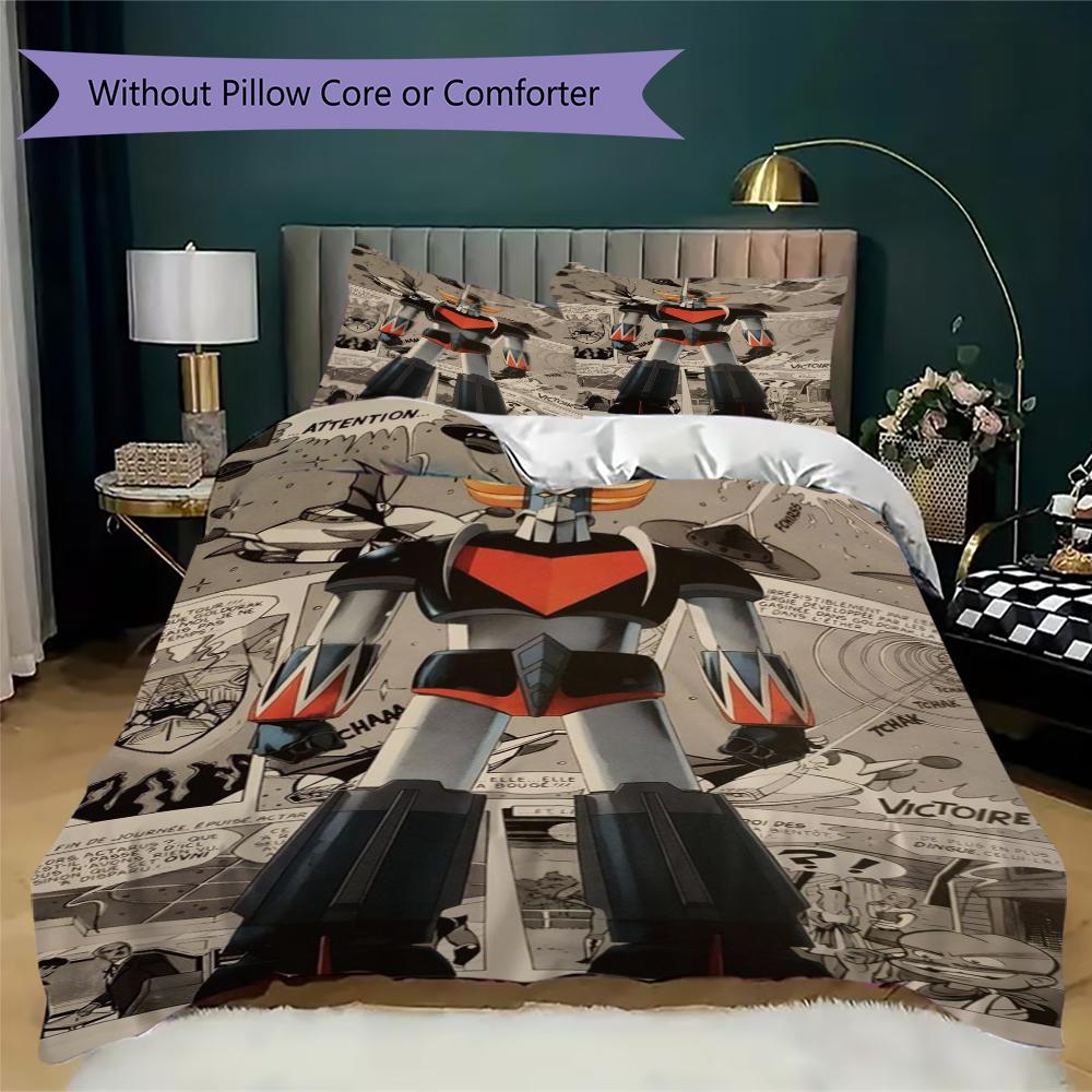 Grendizer Goldorak Pattern Bedding uilt Set uilt Cover Pillowcase Home Decoration Birthday Gift (1 * duvet cover + 2 * pillowcase without core)30