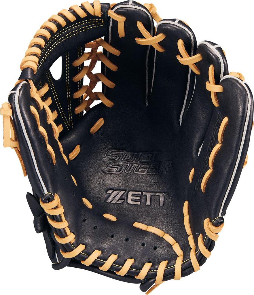 ZETT Youth Baseball Soft Black X Pastel Brown Size BJGB74550F Glove, Steer, All-Around, Left-Handed Throw, (1932), LL,