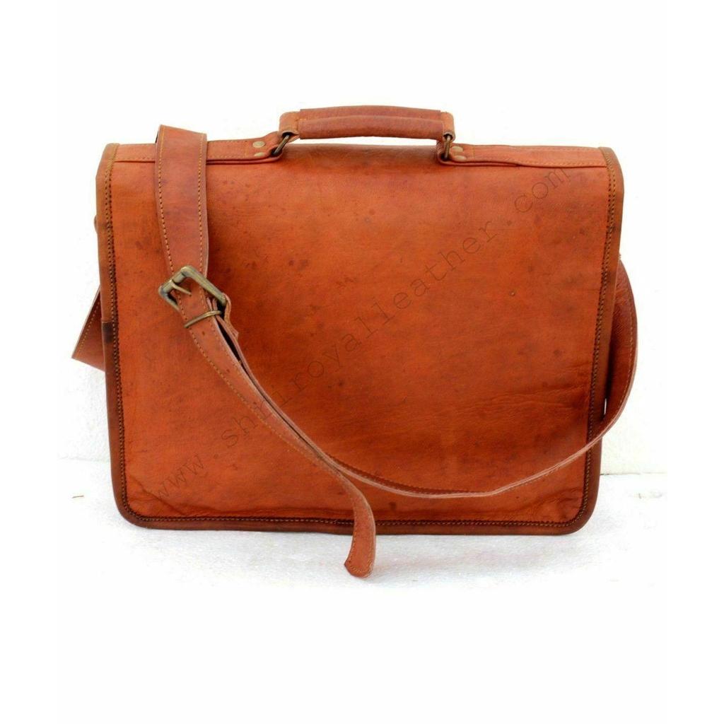 Leather Messenger Bag Shoulder Laptop Bag  Men's Genuine Vintage Special Goat
