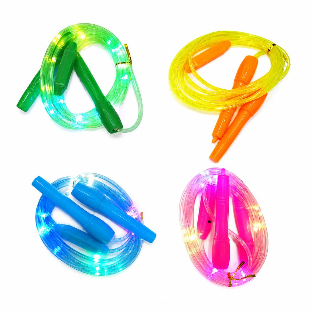 3 Speed Adjustable Color LED Light Up Jump Rope, Luminous Glowing Skipping Rope for Kids