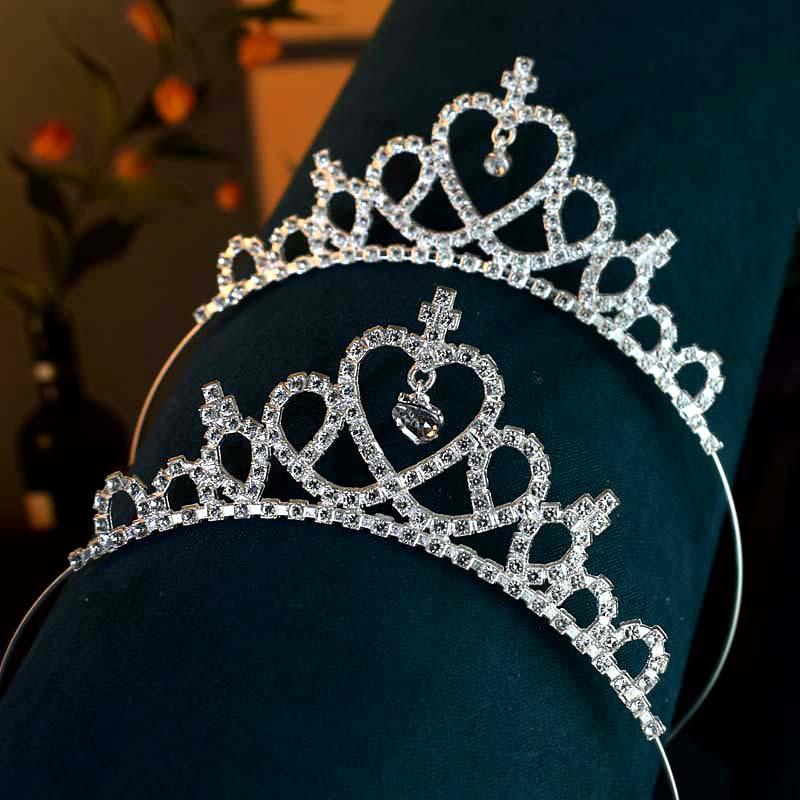 Children's Crystal Headband Cross Headpiece  Princess Crown  Crown Headpiece  Korean Version Exquisite Little Girl Headband