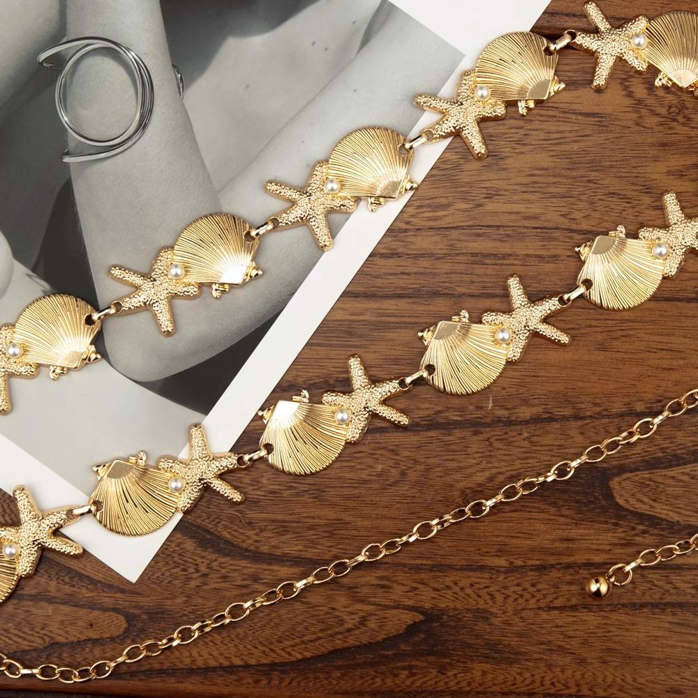 Ornaments Bohemian Shell Waist Belt Zinc Zinc Alloy Pearl Starfish Beach Body Chain  Vacation