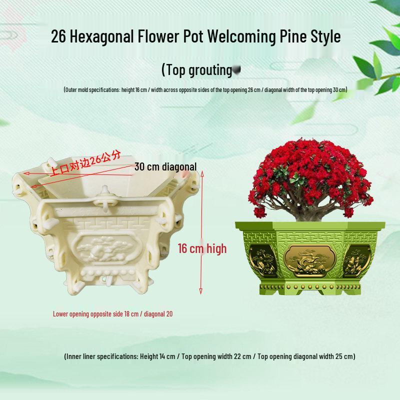 High-Leg Cement Flower Pot Mold - Six-Sided, Thick Plastic for Balcony Bonsai