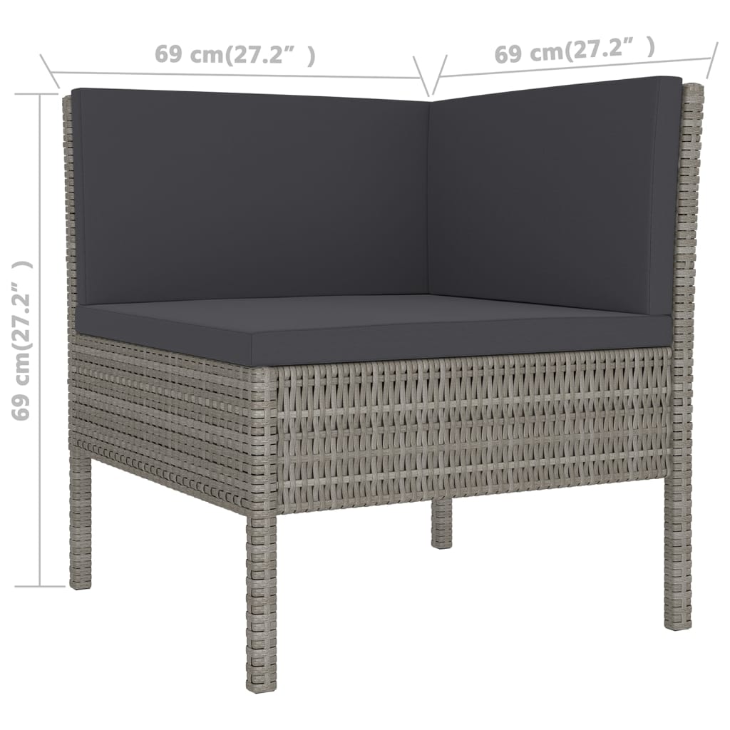 Vidaxl 8-Cz. Garden Lounge Set, Cushions, PE Rattan, Grey