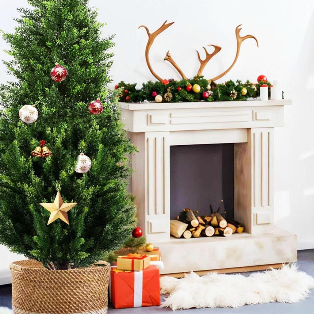Artificial 120cm Set of Artificial Pine and Cypress Trees with Features photocatalytic realistic easy care watering and no Suitable for indoor and