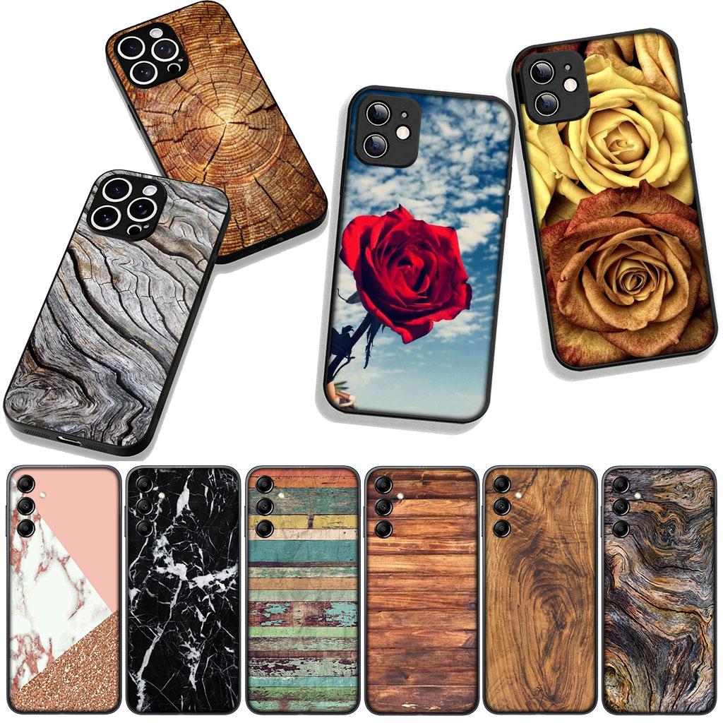 For Motorola Moto Edge 70 60 Fusion 40 NEO 20 Pro G Stylus G56 G96 G71 G73 G52 G41 G42 G50 G51 Case Rose Flower Marble Wood