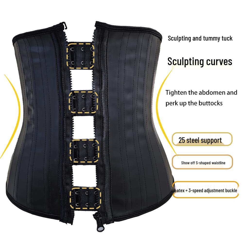 25-Rib Waist Trainer with Zipper & Hook Closure - Latex Waist Cincher & Abdominal Binder XS чёрный