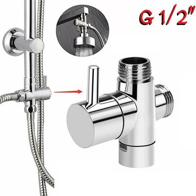 G1/2in 3 Way Brass Diverter Valve T-adapter Converter Chrome for Shower Head