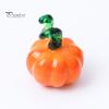 Halloween Pumpkin Ornament Hand Blown Glass Figurine, Mini Thanksgiving Fall Season Decoration Statue, Faux Crystal for Harvest Colorful