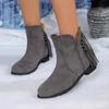 Europäische Damen Wildleder Quaste Chelsea Stiefeletten - Herbst/Winter Runde Spitze Zum Hineinschlüpfen Niedriger Absatz