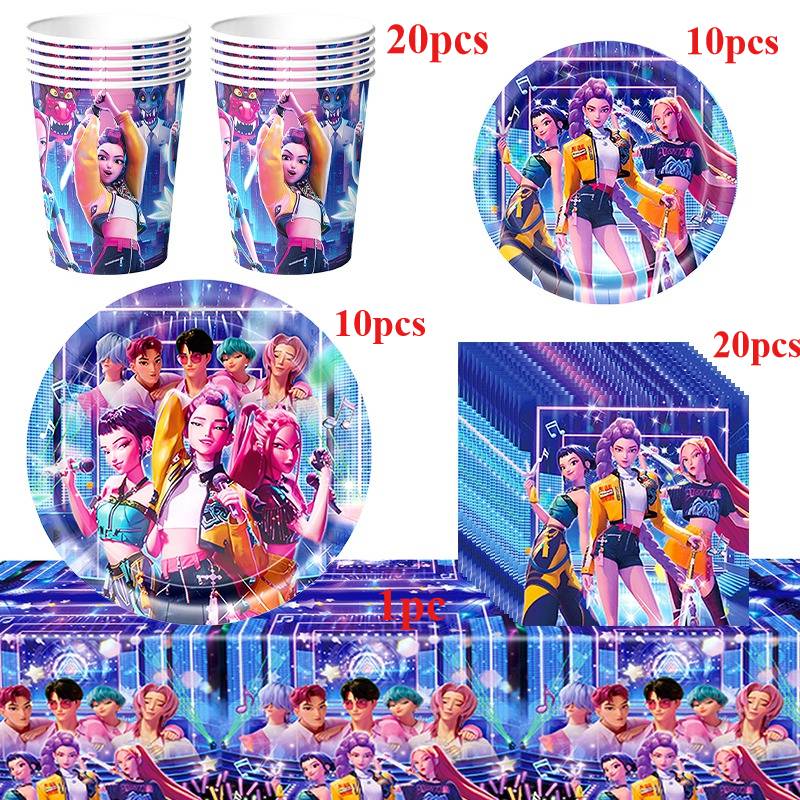 Kpop Hunter Tematická Párty Pozadie Potreby Démon Párty Saja Pozadie Huntrix Pozadie Dekorácia Narodeninová Párty Príslušenstvo