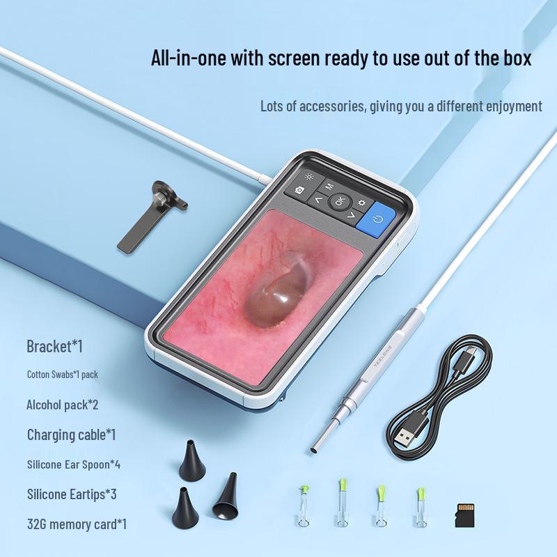 

Отоскоп Anlikai MS450: 4,5-дюймовый HD-дисплей, 3,9-мм эндоскоп для чистки ушей с визуальной ушной ложкой