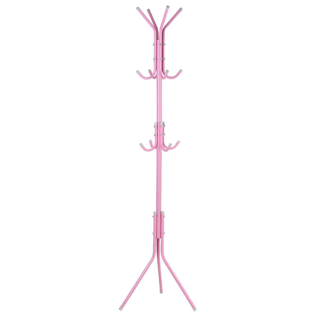 Garderobenständer aus Metall mit mehreren Haken, Kleiderständer, Kleidersack, Kleiderbügel, Organizer für Zuhause und Schlafzimmer (Rosa)