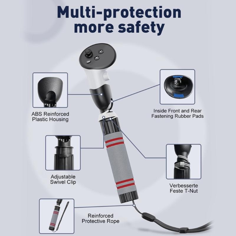 VR Sabers Handle Accessories and Long Stick Handle Extension Grips for 3 VR Controllers